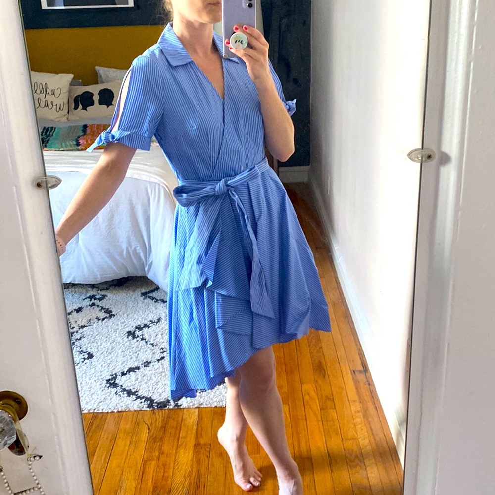 •Blue Pinstripe Dress•